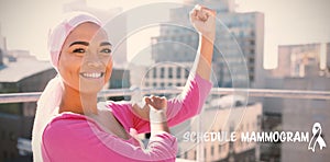 Composite image of schedule mammogram text with breast cancer awareness ribbon