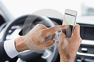 Composite image of screen of satellite navigation system