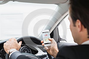 Composite image of screen of satellite navigation system