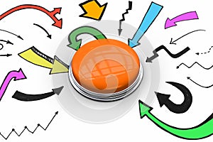 Composite image of shiny orange push button