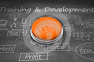 Composite image of shiny orange push button