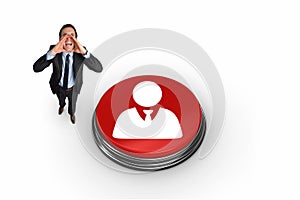 Composite image of shouting businessman