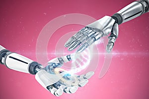 Composite image of silver metal robotic hand