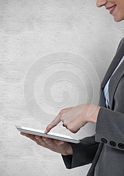 Composite image of smiling businesswoman standing