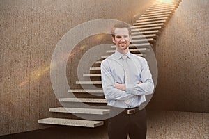 Composite image of smiling manager with arms crossed 3d