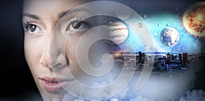 Composite image of composite image of solar system against white background