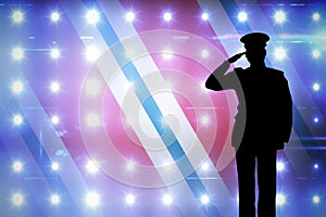 Composite image of solider silhouette