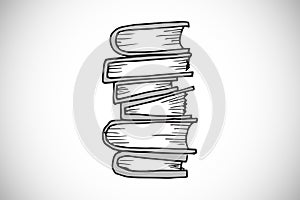 Composite image of stack of books doodle