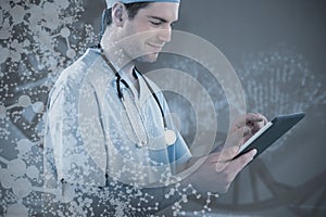 Composite image of surgeon using digital tablet