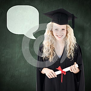 Composite image of teenage girl celebrating graduation