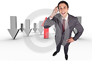 Composite image of thinking businessman scratching head