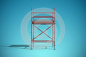 Composite image of three dimension image of red scaffold frame