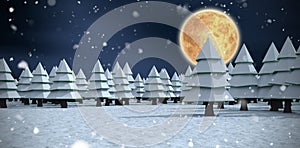 Composite image of three dimensional of trees on filed during winter