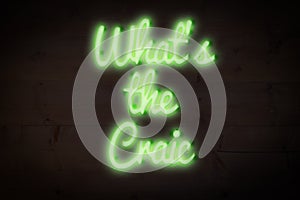 Composite image of whats the craic sign
