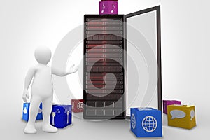 Composite image of white character orating