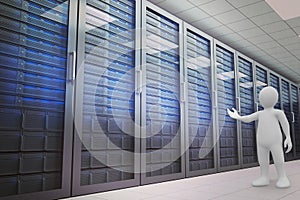 Composite image of white character orating