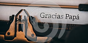 Composite image of word gracias papa