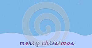 Composite of snow falling over christmas greetings text on blue background