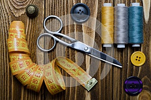 Composition with accessories for sewing