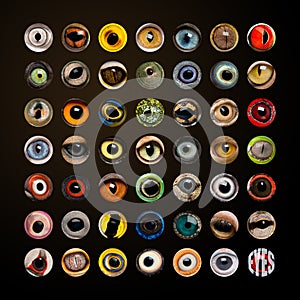 Composition of Animal eyes in cercle