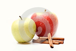 Composition of apples and rustic entourage. Set of fruit