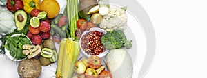 Composition with assortment of organic vegetables and fruit