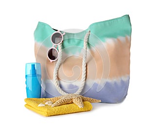 Composition with bag and beach accessories