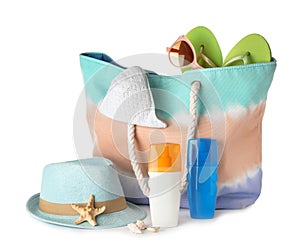 Composition with bag and beach accessories