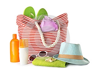 Composition with bag and beach accessories