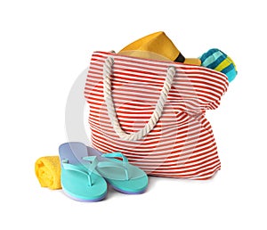 Composition with bag and beach accessories photo