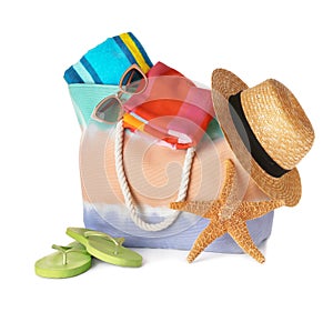 Composition with bag and beach accessories