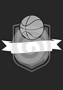 Composition of basketball icon on black background