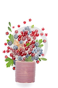 Composition - a berry fountain from a pink glass