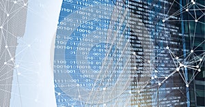 Composition of binary coding and networks of connections over cityscape