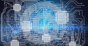 Composition of binary coding over computer processor circuit board