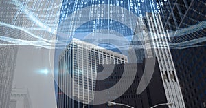 Composition of binary coding over modern office buildings background