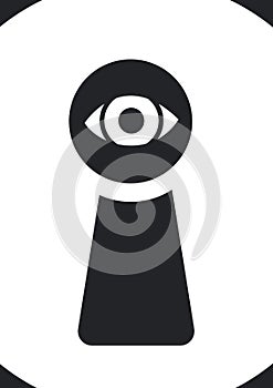 Composition of black eye icon on white background