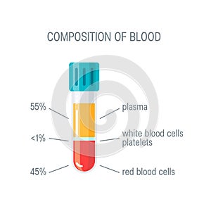 Composition of blood concept, flat vector concept