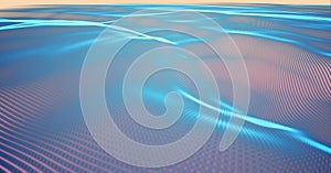 Composition of blue light trails of information on orange mesh background