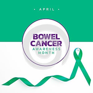 Composition of bowel cancer awareness month text over cancer ribbon