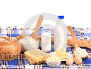 Composition with bread ,milk and cheese