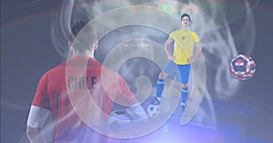 Composition of chilean and brazilian football player with football