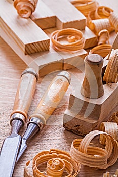 Composition chisels woodworkers plane shavings