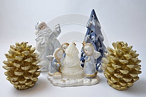 Composition of christmas decorations with angels