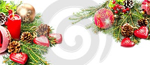 Christmas decorations isolated on white