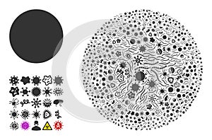 Composition Circle Icon of Flu Microbes