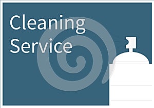 Composition of cleaning services text and cleaning products icons over blue background