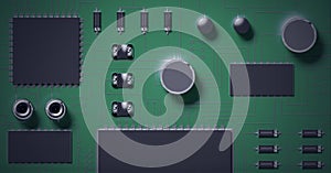 Composition of close up of computer processor and circuit board