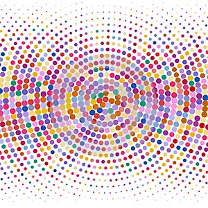 Composition of colored dots on a white background.
