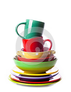 The composition of coloured utensils